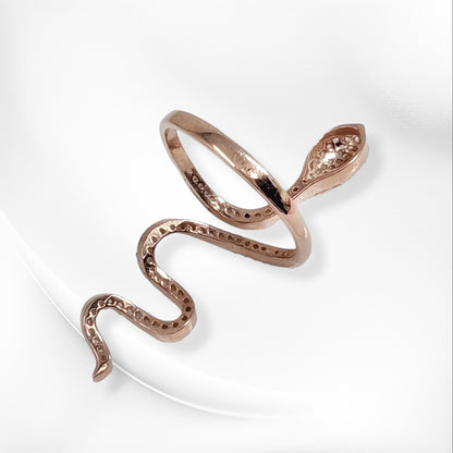 925 Sterling Silver Women's Ring with Cubic Zirconia Crystals, 14K Rose Gold plated