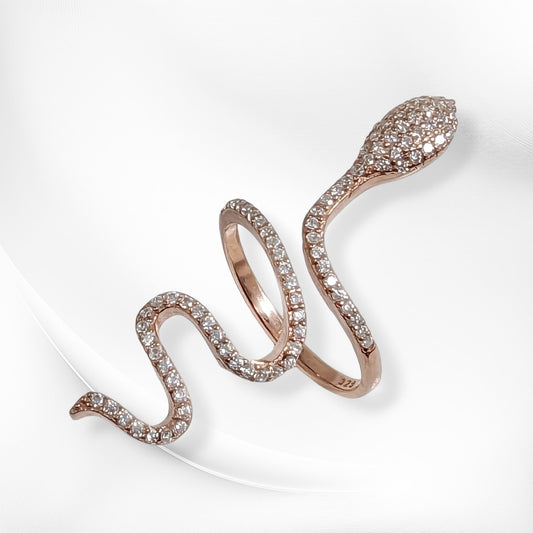 925 Sterling Silver Women's Ring with Cubic Zirconia Crystals, 14K Rose Gold plated