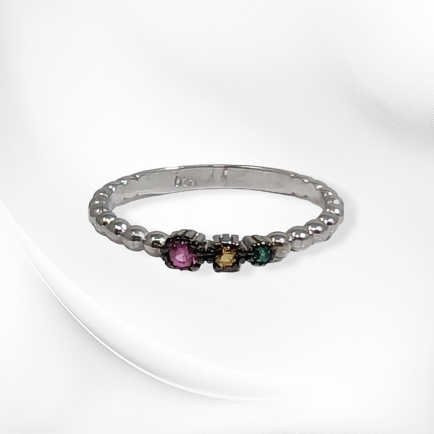 Genuine 925 Sterling Silver Women's Ring with Cubic Zirconia Crystals