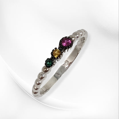 Genuine 925 Sterling Silver Women's Ring with Cubic Zirconia Crystals