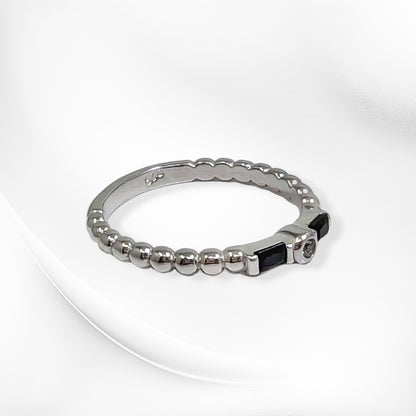 Genuine 925 Sterling Silver Women's Ring with Cubic Zirconia Crystals