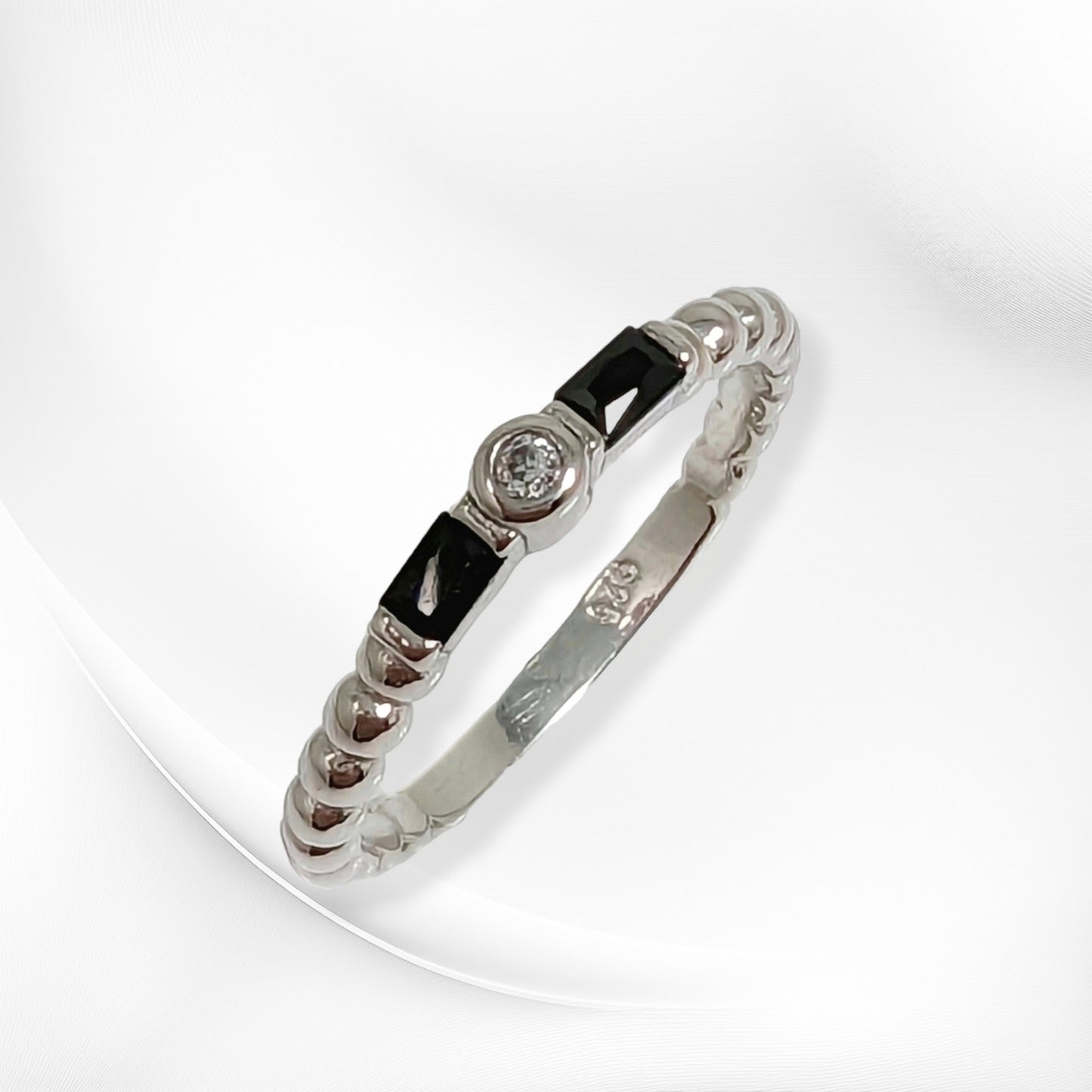 Genuine 925 Sterling Silver Women's Ring with Cubic Zirconia Crystals