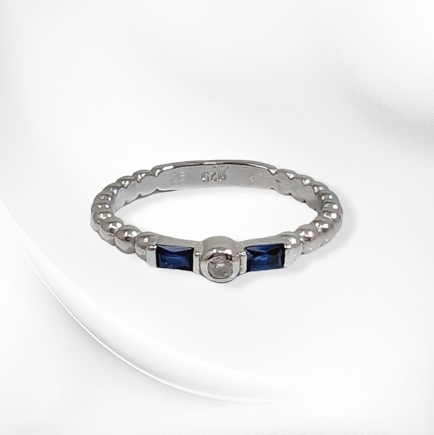 Genuine 925 Sterling Silver Women's Ring with Cubic Zirconia Crystals