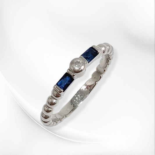 Genuine 925 Sterling Silver Women's Ring with Cubic Zirconia Crystals