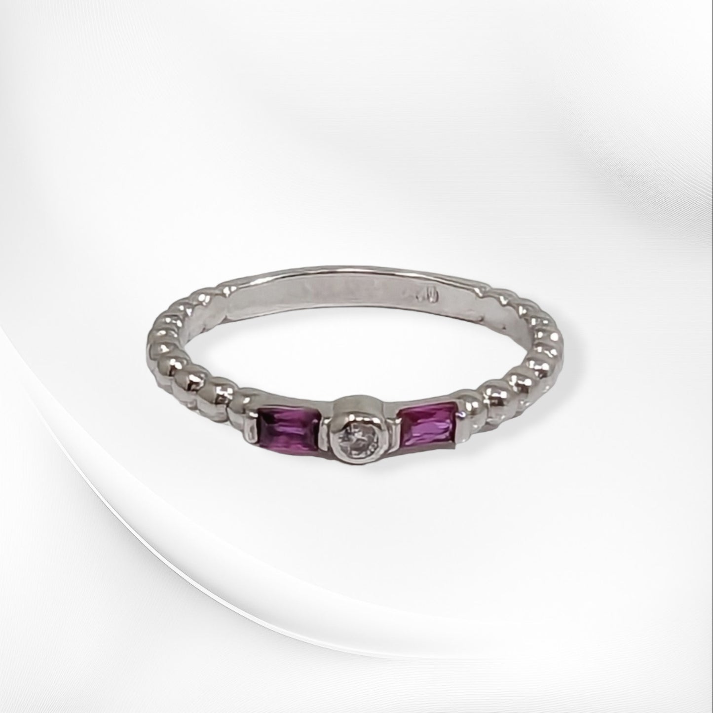 Genuine 925 Sterling Silver Women's Ring with Cubic Zirconia Crystals