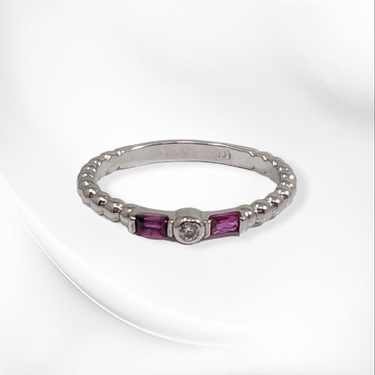 Genuine 925 Sterling Silver Women's Ring with Cubic Zirconia Crystals