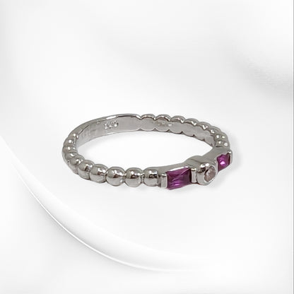 Genuine 925 Sterling Silver Women's Ring with Cubic Zirconia Crystals