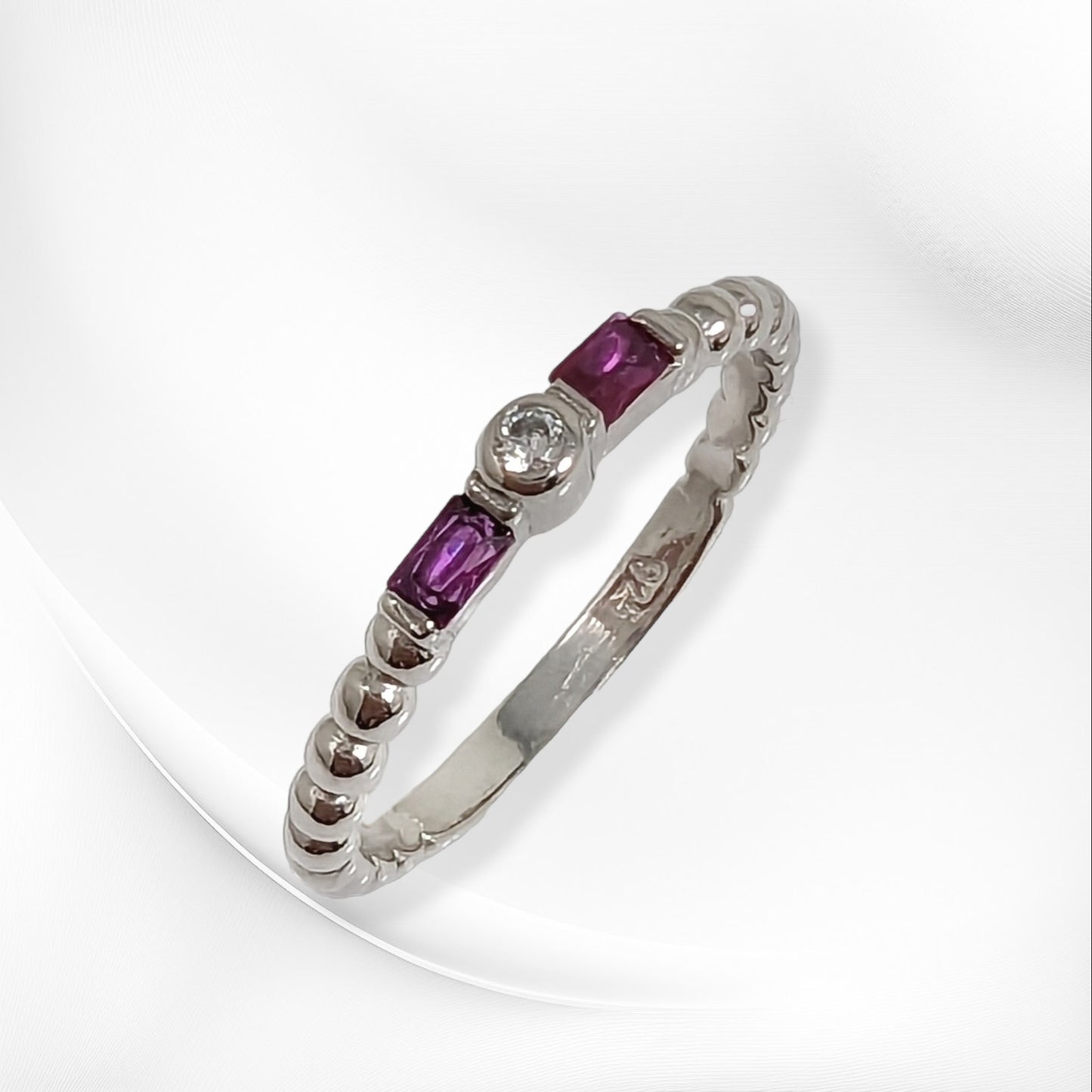 Genuine 925 Sterling Silver Women's Ring with Cubic Zirconia Crystals