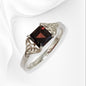 925 Sterling Silver Women's Ring with Authentic Red Garnet Gemstone
