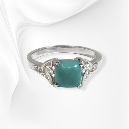925 Sterling Silver Women's Ring with Authentic Turquoise Gemstone