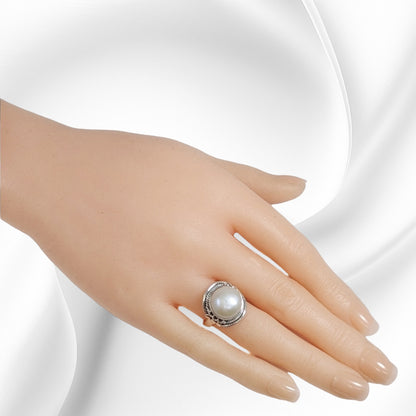 925 Sterling Silver Women's Ring With Natural Pearl