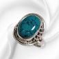 925 Sterling Silver Women's Ring With Authentic Turquoise Gemstone