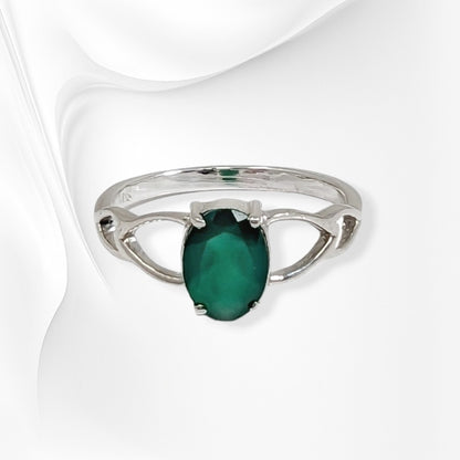925 Sterling Silver Women's Ring with Authentic Green Onyx Gemstone