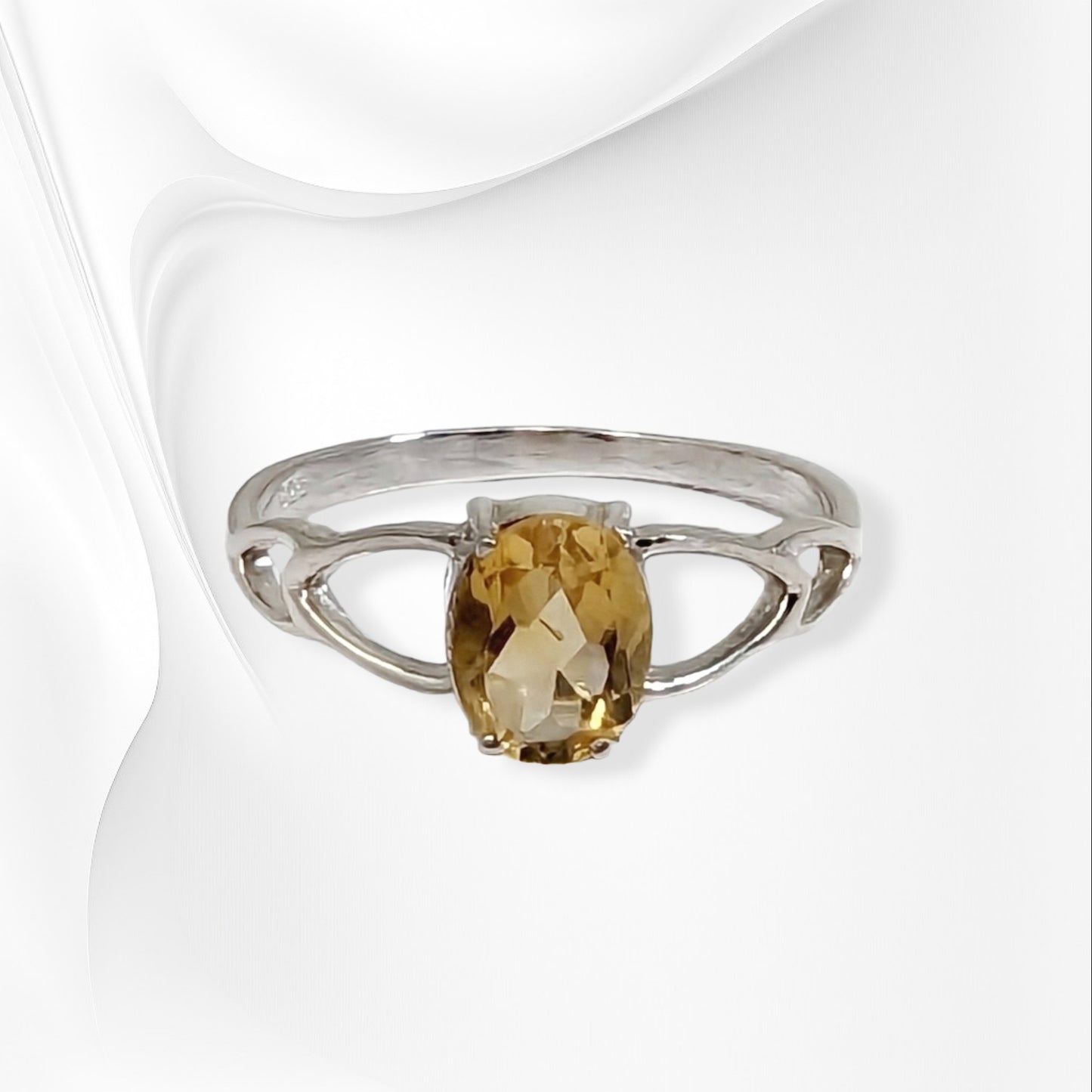925 Sterling Silver Women's Ring with Authentic Citrine Gemstone