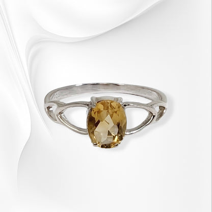 925 Sterling Silver Women's Ring with Authentic Citrine Gemstone