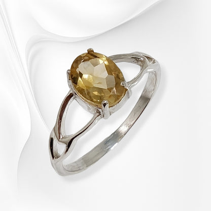 925 Sterling Silver Women's Ring with Authentic Citrine Gemstone