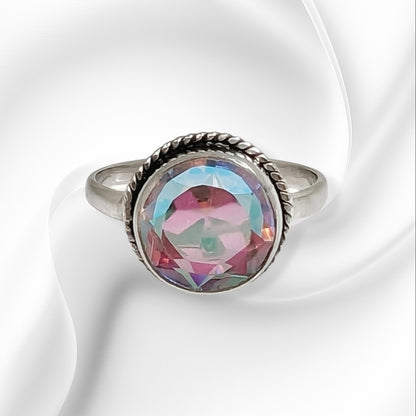 925 Sterling Silver Women's Ring with Authentic Mystic Opal