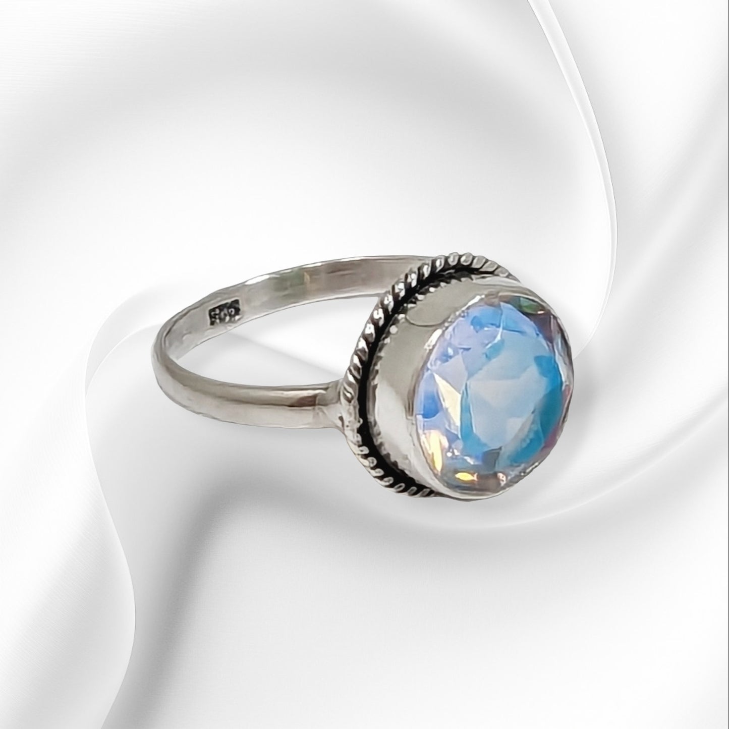 925 Sterling Silver Women's Ring with Authentic Mystic Opal