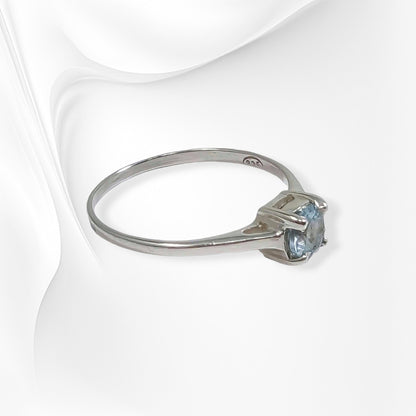 925 Sterling Silver Women's Ring with Authentic Blue Topaz