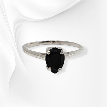925 Sterling Silver Women's Ring with Authentic Black Onyx Gemstone
