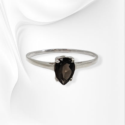925 Sterling Silver Women's Ring with Authentic Smoky Topaz