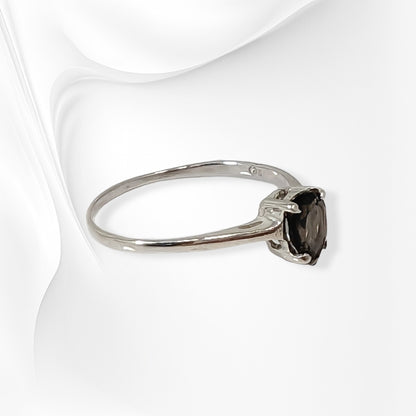 925 Sterling Silver Women's Ring with Authentic Smoky Topaz