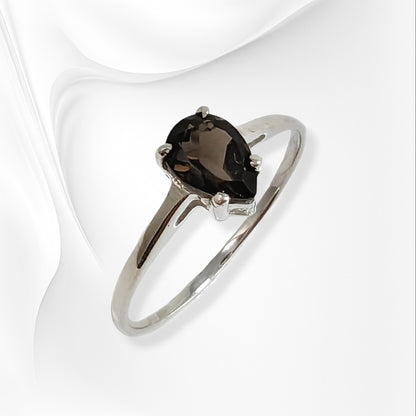 925 Sterling Silver Women's Ring with Authentic Smoky Topaz