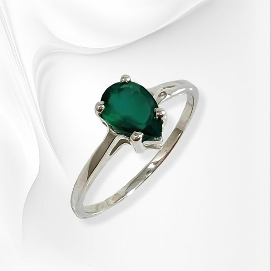925 Sterling Silver Women's Ring with Authentic Green Onyx Gemstone