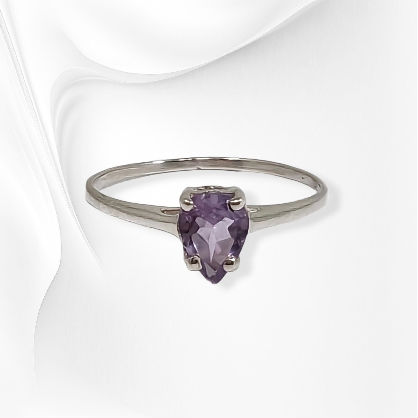 925 Sterling Silver Women's Ring with Authentic Amethyst Gemstone