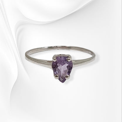925 Sterling Silver Women's Ring with Authentic Amethyst Gemstone