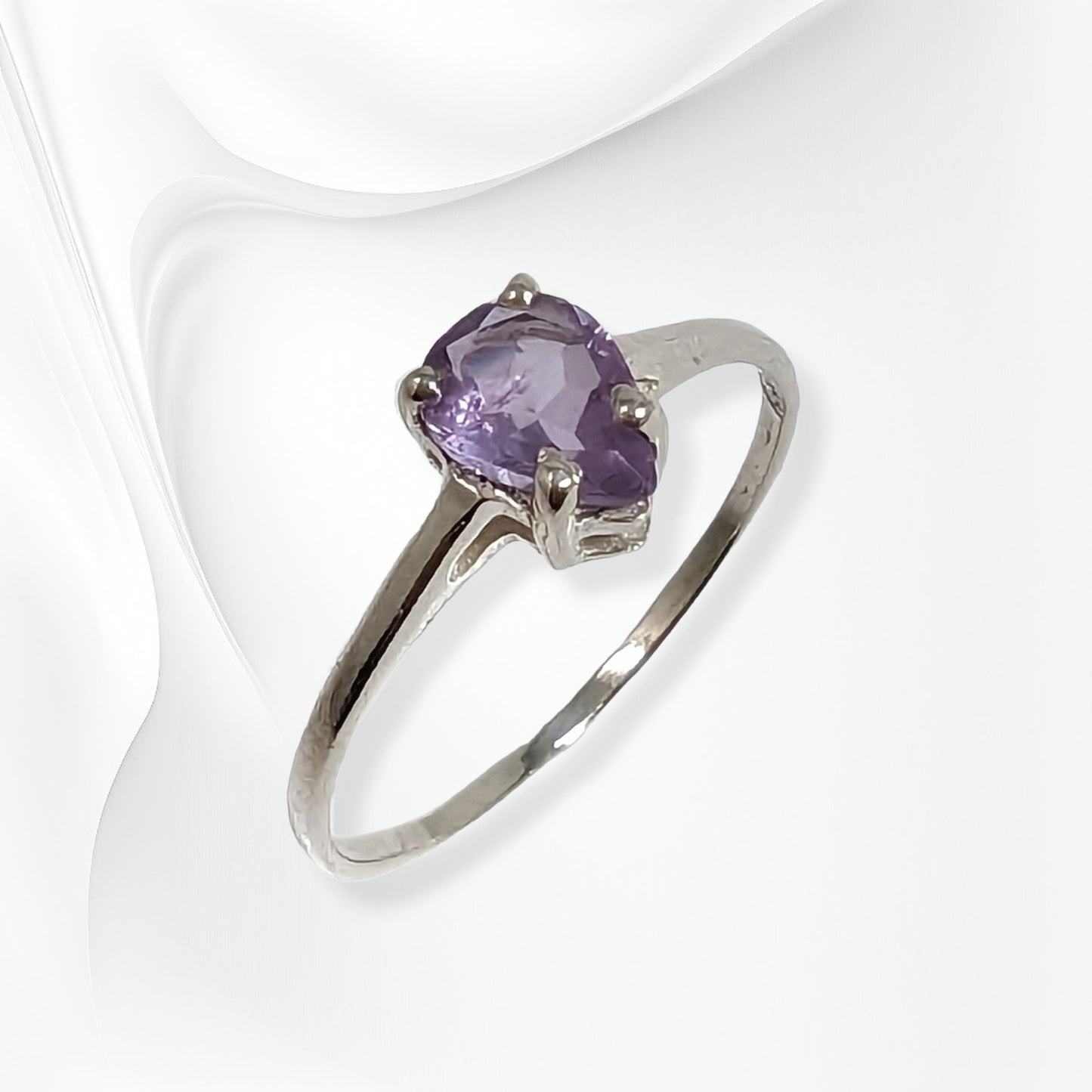 925 Sterling Silver Women's Ring with Authentic Amethyst Gemstone