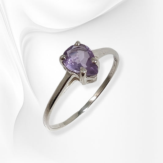 925 Sterling Silver Women's Ring with Authentic Amethyst Gemstone