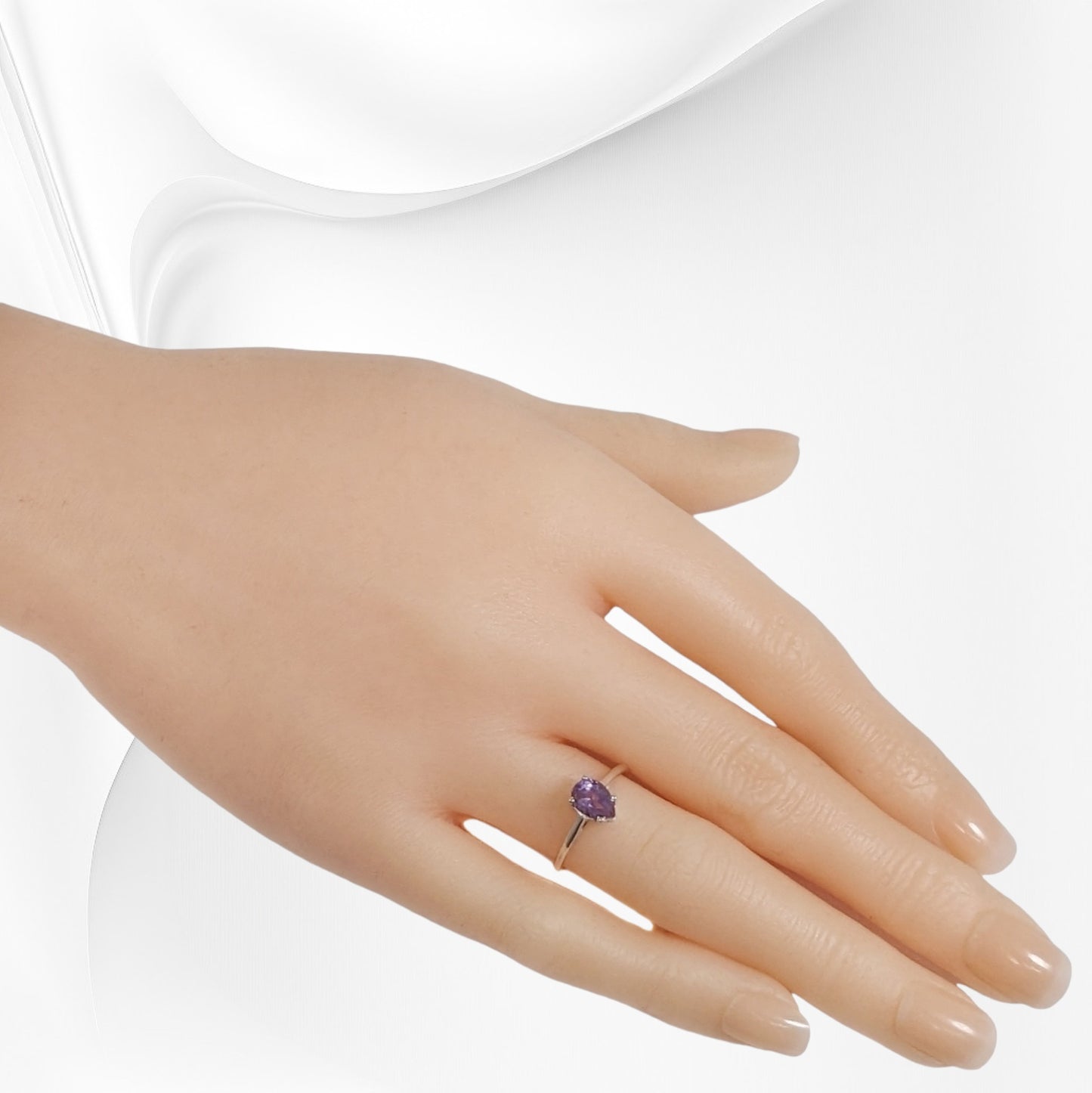 925 Sterling Silver Women's Ring with Authentic Amethyst Gemstone