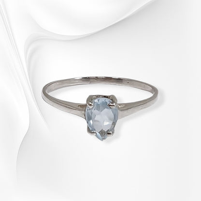 925 Sterling Silver Women's Ring with Authentic Blue Topaz