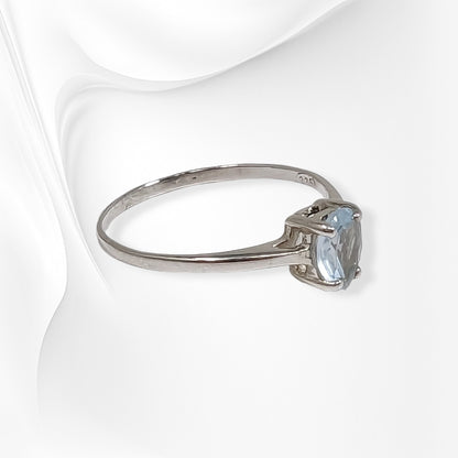 925 Sterling Silver Women's Ring with Authentic Blue Topaz