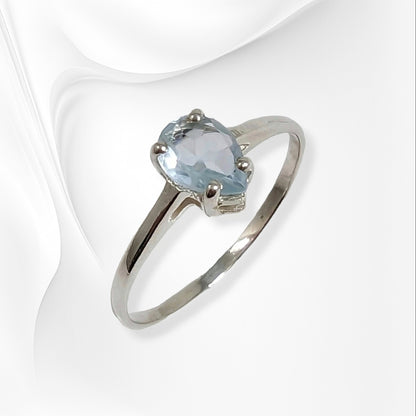 925 Sterling Silver Women's Ring with Authentic Blue Topaz