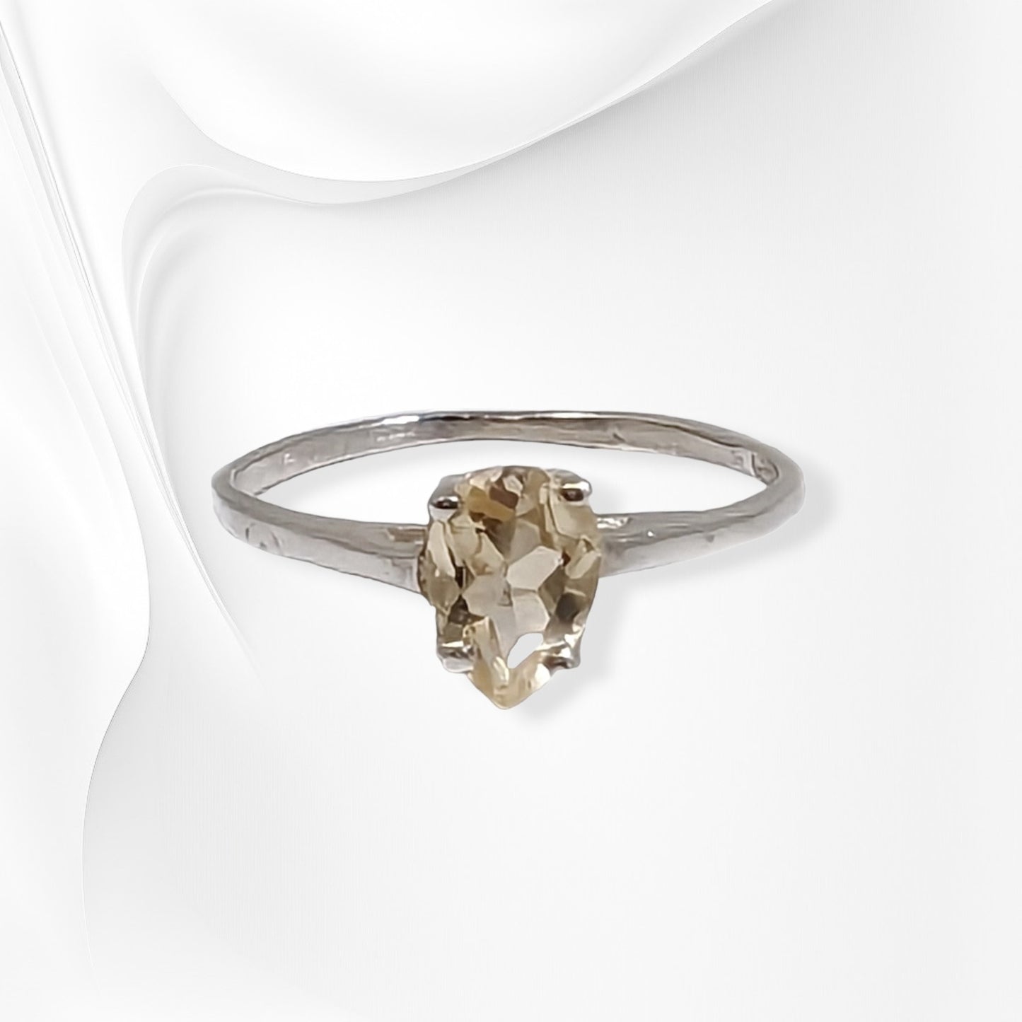 925 Sterling Silver Women's Ring with Authentic Citrine Gemstone