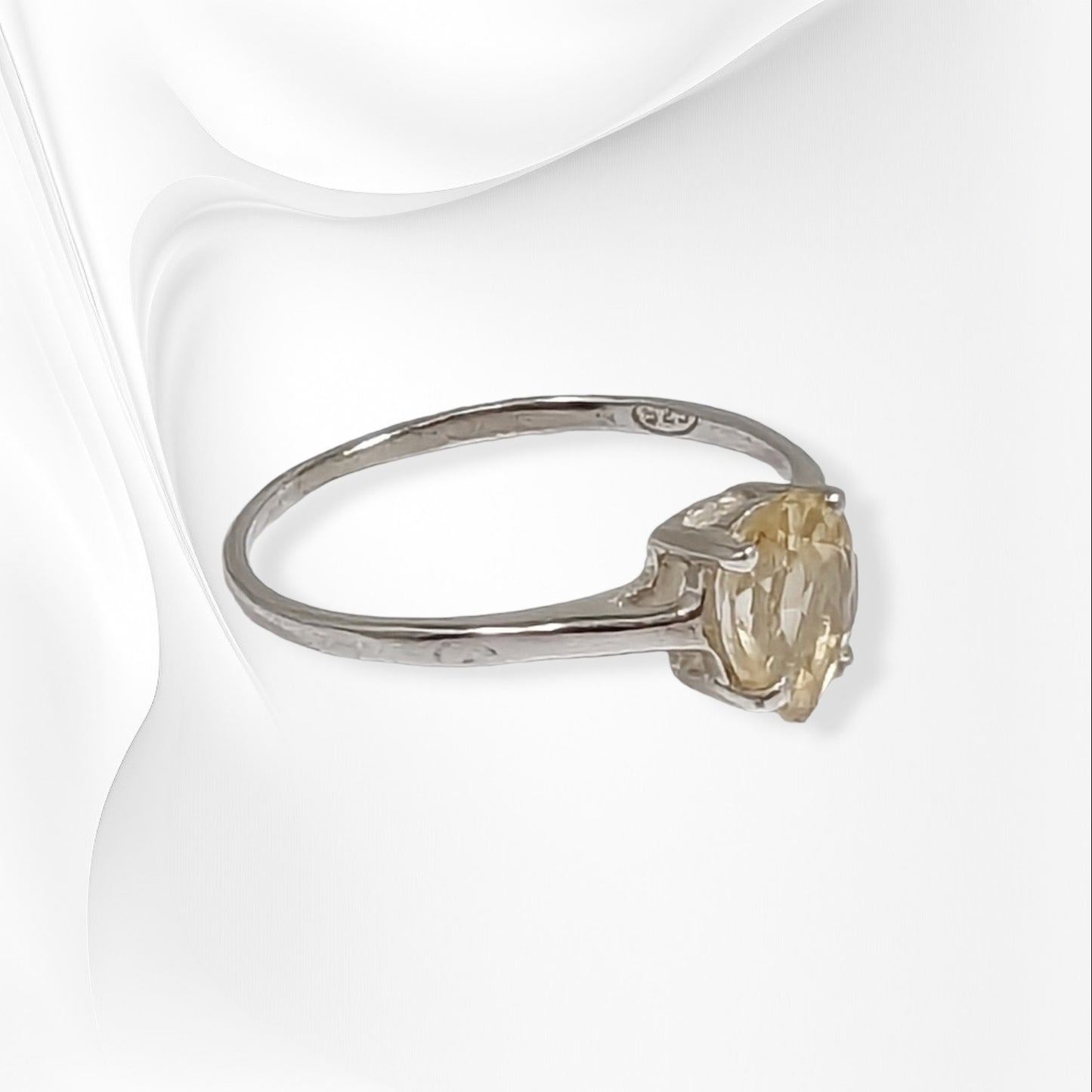 925 Sterling Silver Women's Ring with Authentic Citrine Gemstone
