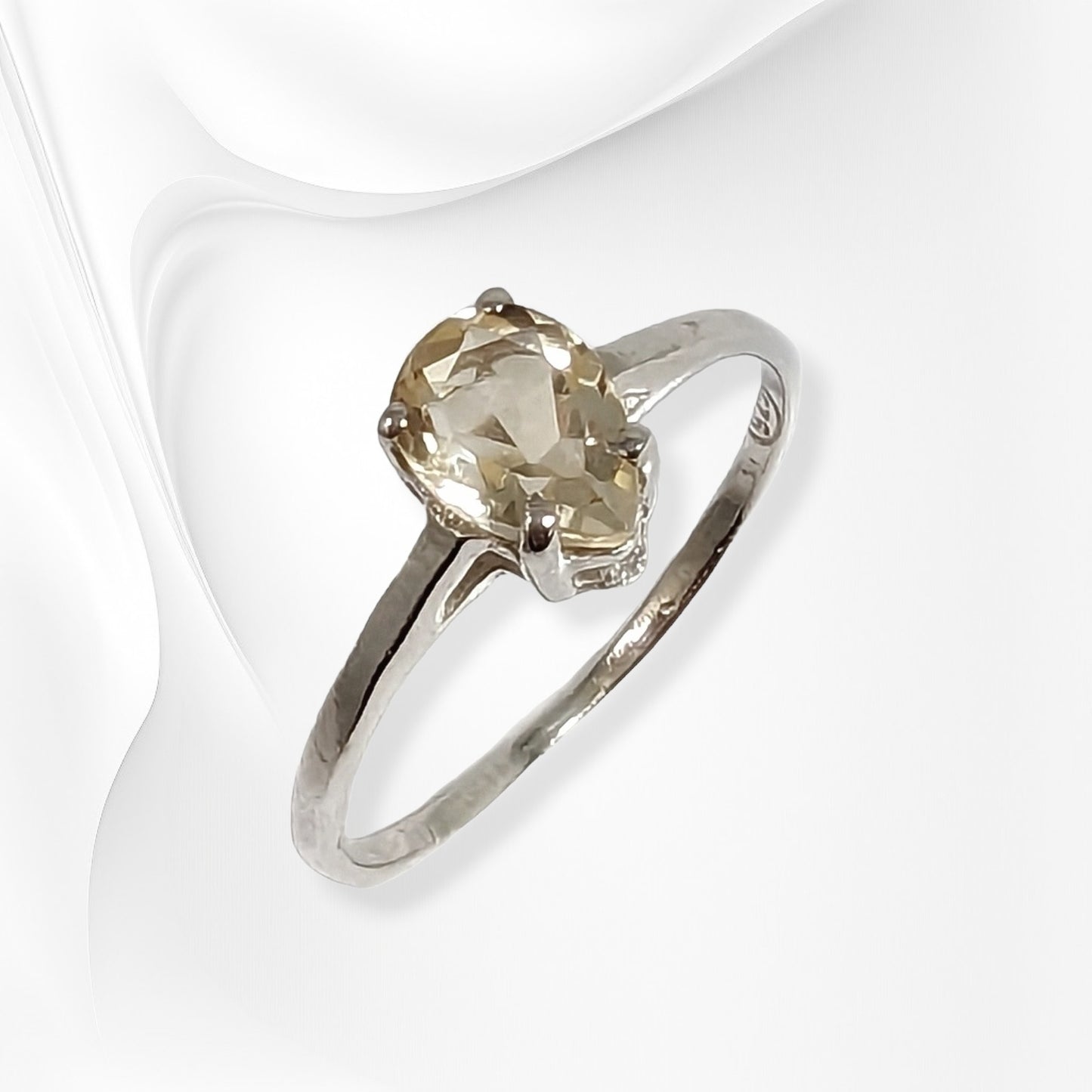 925 Sterling Silver Women's Ring with Authentic Citrine Gemstone