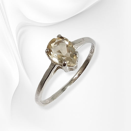 925 Sterling Silver Women's Ring with Authentic Citrine Gemstone