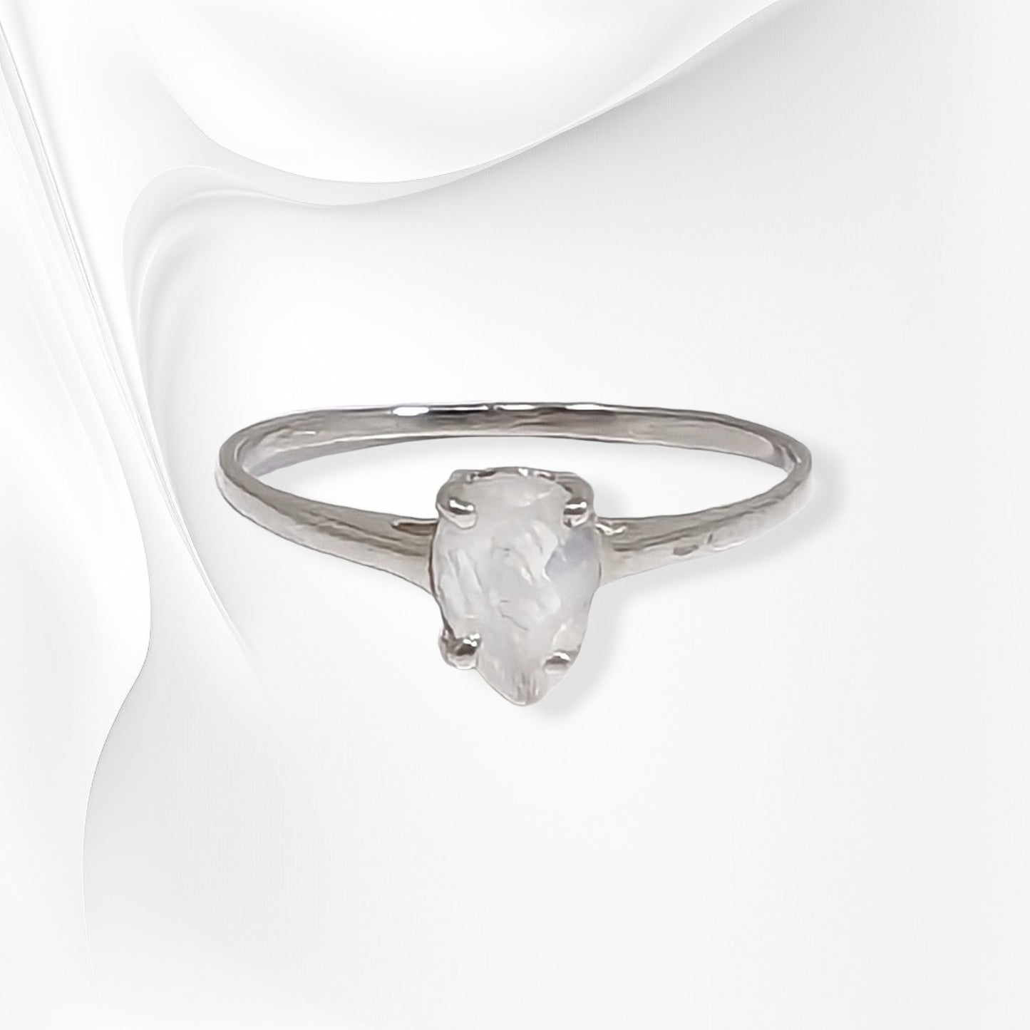 925 Sterling Silver Women's Ring with Authentic Moonstone Gemstone