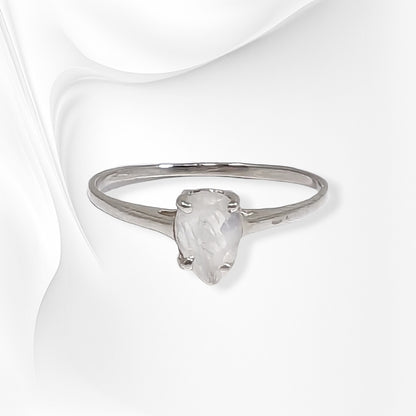 925 Sterling Silver Women's Ring with Authentic Moonstone Gemstone