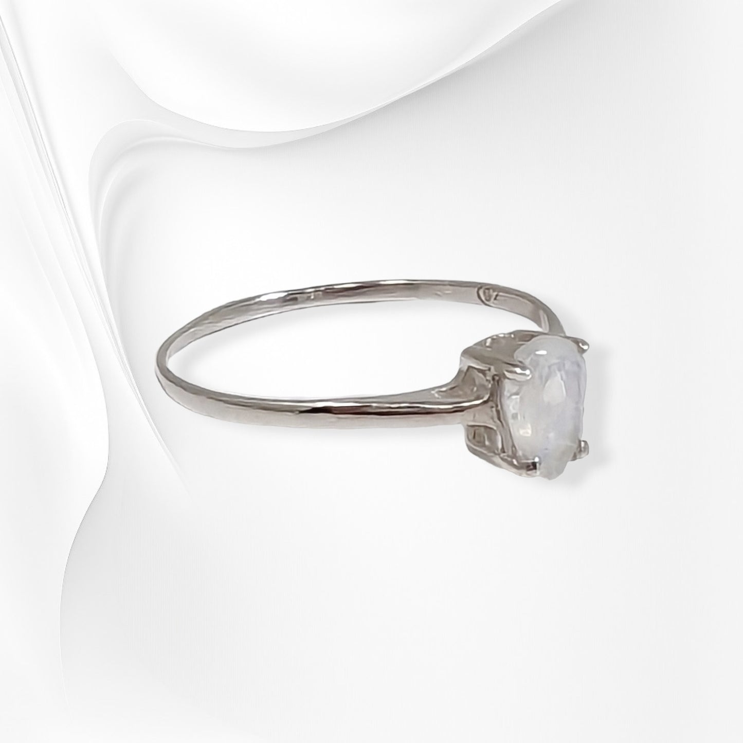 925 Sterling Silver Women's Ring with Authentic Moonstone Gemstone