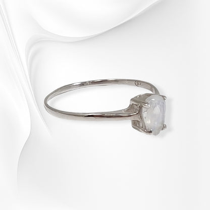 925 Sterling Silver Women's Ring with Authentic Moonstone Gemstone