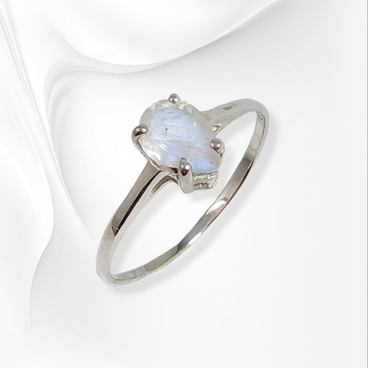 925 Sterling Silver Women's Ring with Authentic Moonstone Gemstone
