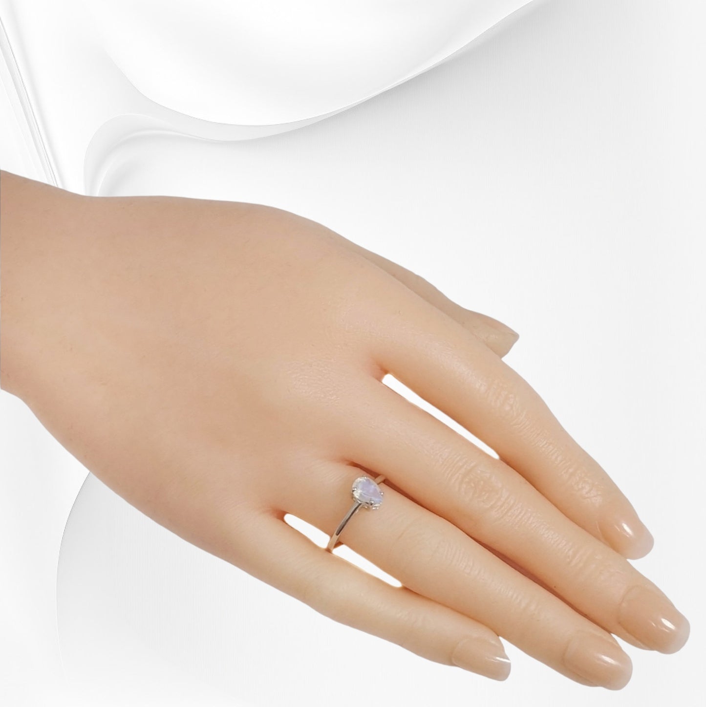 925 Sterling Silver Women's Ring with Authentic Moonstone Gemstone