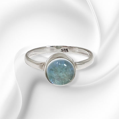 925 Sterling Silver Women's Ring with Authentic Blue Opal