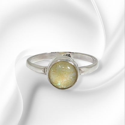 925 Sterling Silver Women's Ring with Authentic Yellow Opal