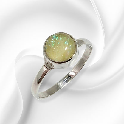 925 Sterling Silver Women's Ring with Authentic Yellow Opal