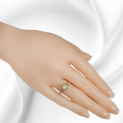 925 Sterling Silver Women's Ring with Authentic Yellow Opal